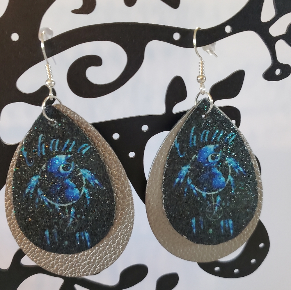 Stitch Ohana Faux Leather Teardrop Earrings